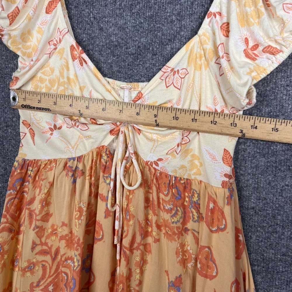 Free People La Bamba Babydoll Top Excellent Floral Boho Peplum Smocked M